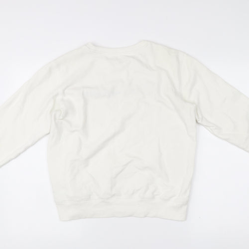 Champion Womens White Logo Pullover Sweatshirt L Regular Fit