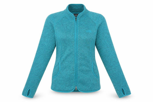 Front view of The North Face Women's Blue Small Fleece Jacket Full Zip Outdoor