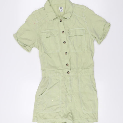 BDG Urban Outfitters Womens Green Lyocell Playsuit Size S Collared Casual