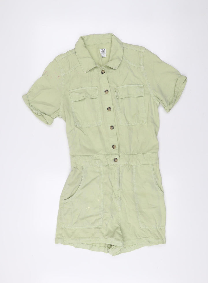 BDG Urban Outfitters Womens Green Lyocell Playsuit Size S Collared Casual
