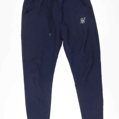 SikSilk Mens Blue Jogger Trousers Size M Polyester Slim Fit