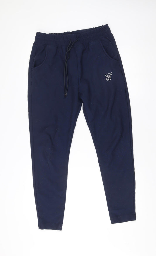SikSilk Mens Blue Jogger Trousers Size M Polyester Slim Fit