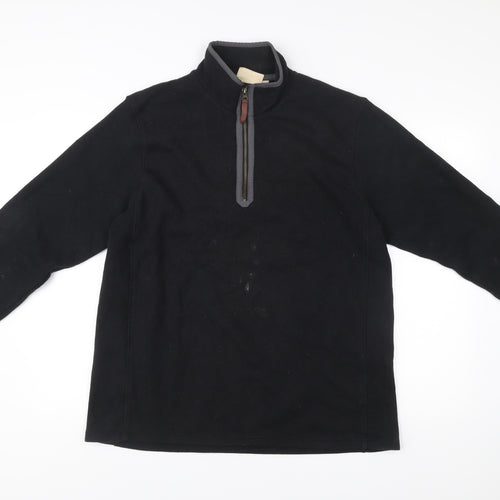 Mountain Warehouse Mens Black L Fleece Sweatshirt 1/2 Zip Pullover