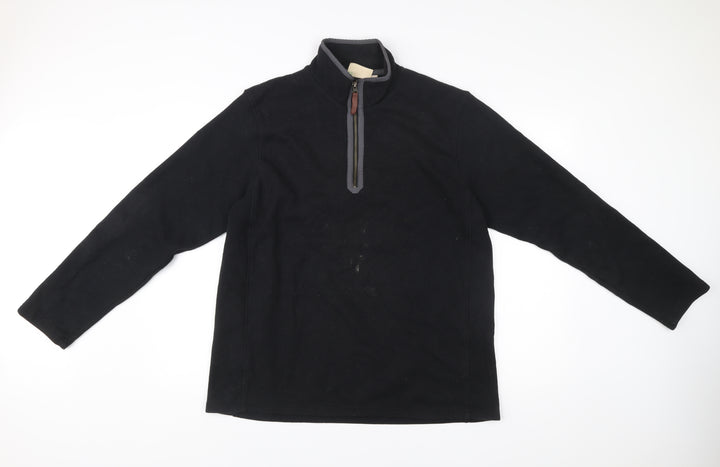 Mountain Warehouse Mens Black L Fleece Sweatshirt 1/2 Zip Pullover