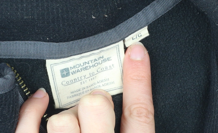 Mountain Warehouse Mens Black L Fleece Sweatshirt 1/2 Zip Pullover