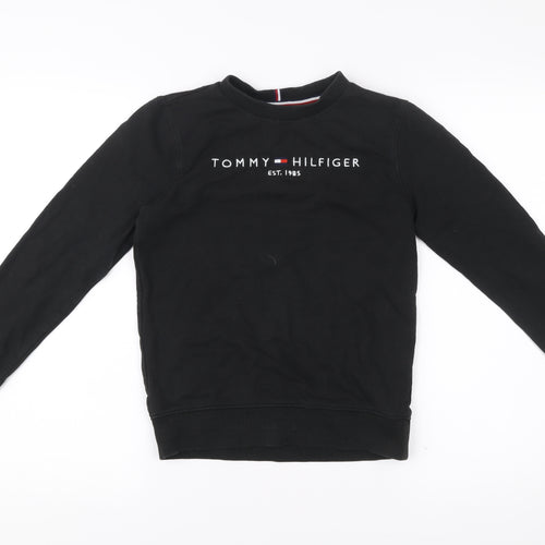 Tommy Hilfiger Boys Black Pullover Sweatshirt Logo Crew Neck 12 Years