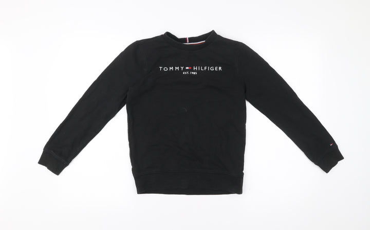 Tommy Hilfiger Boys Black Pullover Sweatshirt Logo Crew Neck 12 Years