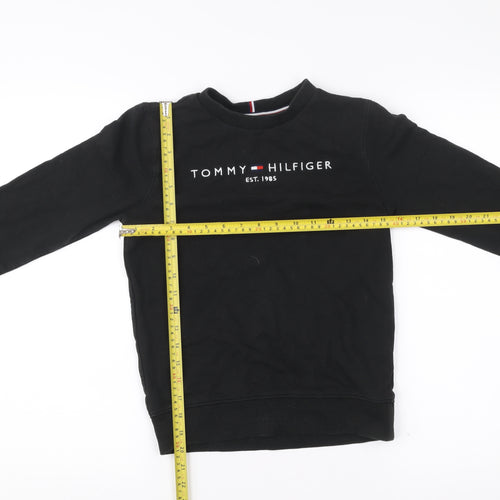 Tommy Hilfiger Boys Black Pullover Sweatshirt Logo Crew Neck 12 Years
