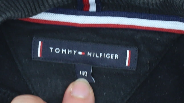 Tommy Hilfiger Boys Black Pullover Sweatshirt Logo Crew Neck 12 Years
