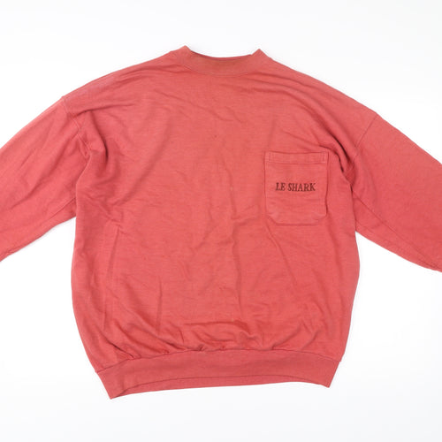 Le Shark Mens Red Cotton Blend Pullover Jumper Size L Vintage