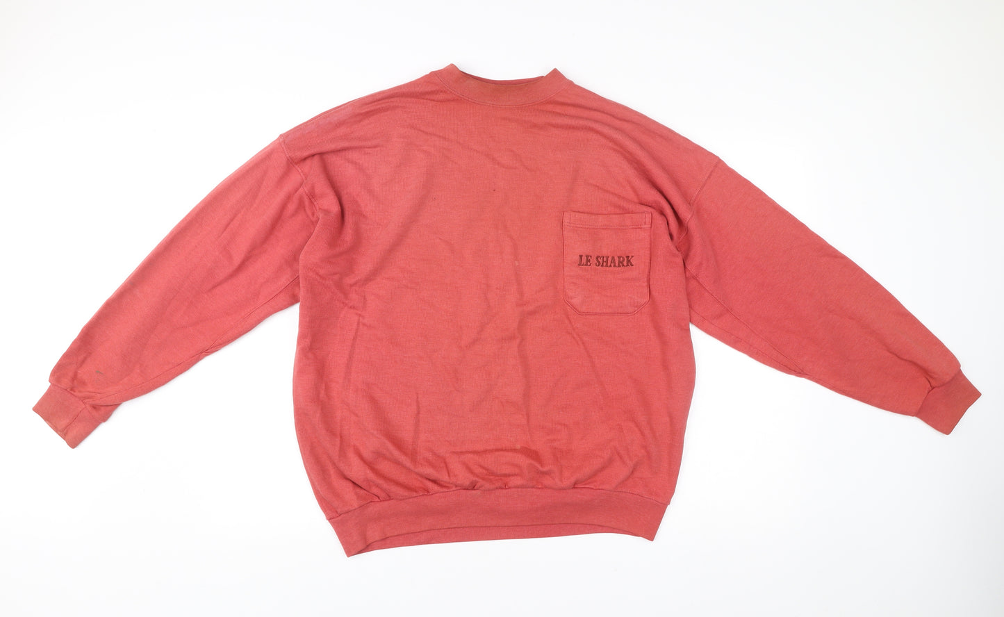 Le Shark Mens Red Cotton Blend Pullover Jumper Size L Vintage