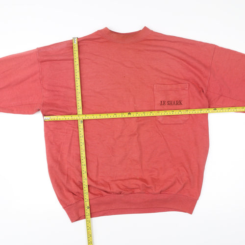 Le Shark Mens Red Cotton Blend Pullover Jumper Size L Vintage