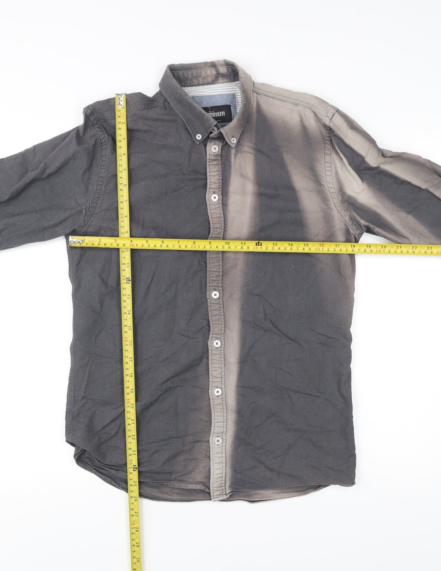 Minimum Men’s Grey Cotton Button-Up Long Sleeve Shirt M