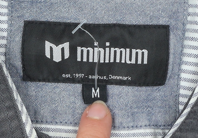 Minimum Men’s Grey Cotton Button-Up Long Sleeve Shirt M
