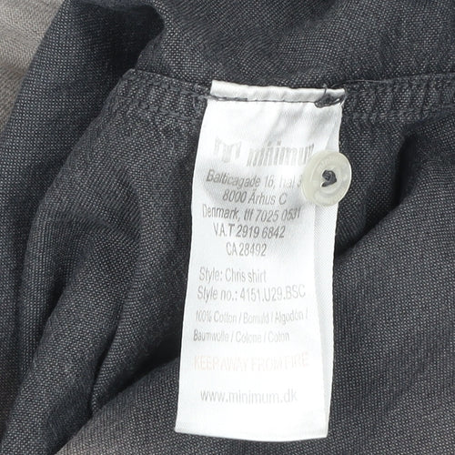 Minimum Men’s Grey Cotton Button-Up Long Sleeve Shirt M