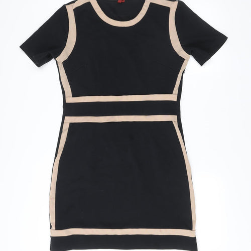 Miusol Women’s Black Colourblock Sheath Dress 2XL Short Sleeve