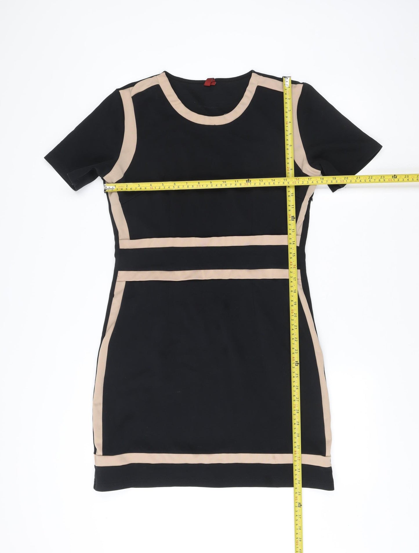 Miusol Women’s Black Colourblock Sheath Dress 2XL Short Sleeve