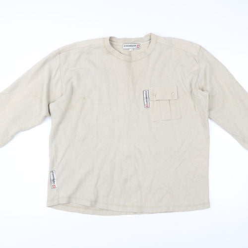 Eisenegger Men’s Beige Cotton Pullover Jumper Size M with Pocket