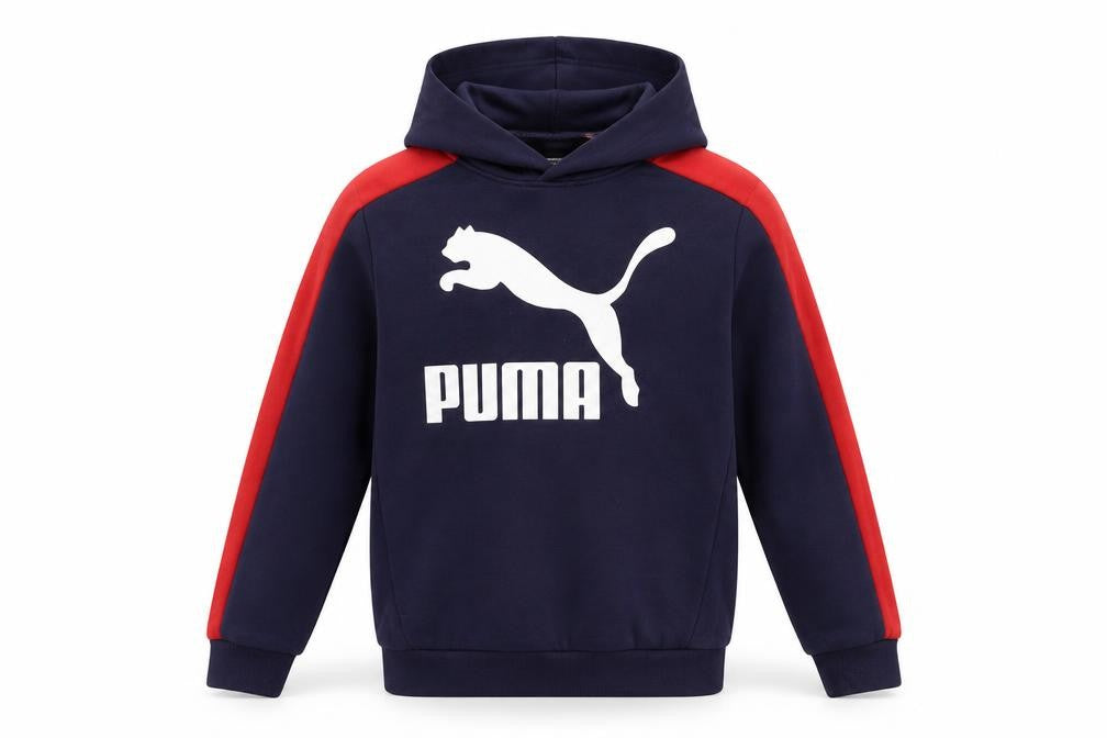 Puma Boys Blue Pullover Hoodie 14 Years Sports Logo Cotton Blend