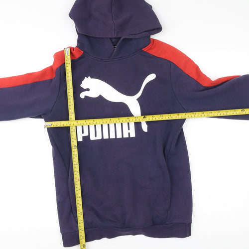 Puma Boys Blue Pullover Hoodie 14 Years Sports Logo Cotton Blend