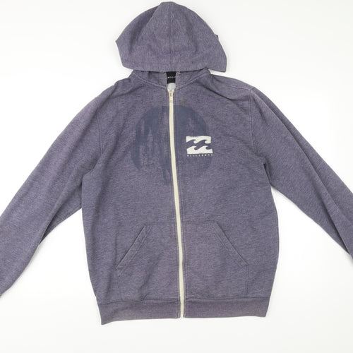 Billabong Men’s Blue Full Zip Hoodie L Logo Graphic Pocket Casual