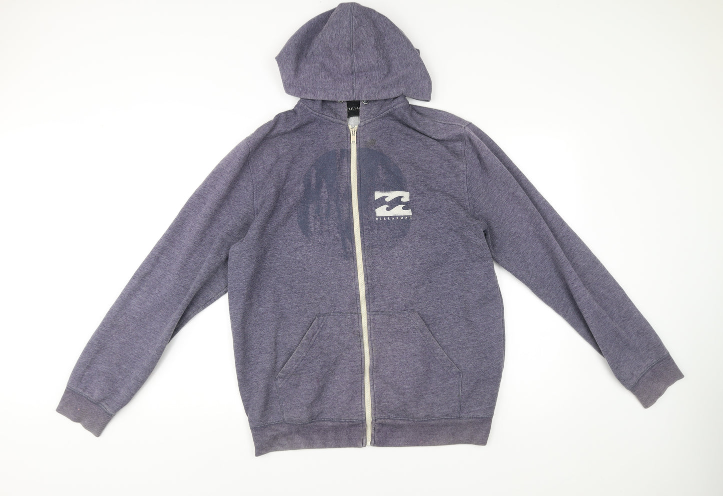 Billabong Men’s Blue Full Zip Hoodie L Logo Graphic Pocket Casual