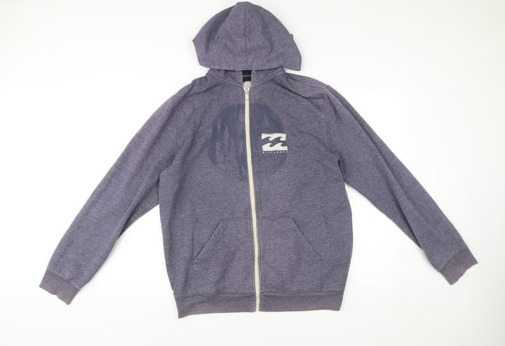 Billabong Men’s Blue Full Zip Hoodie L Logo Graphic Pocket Casual
