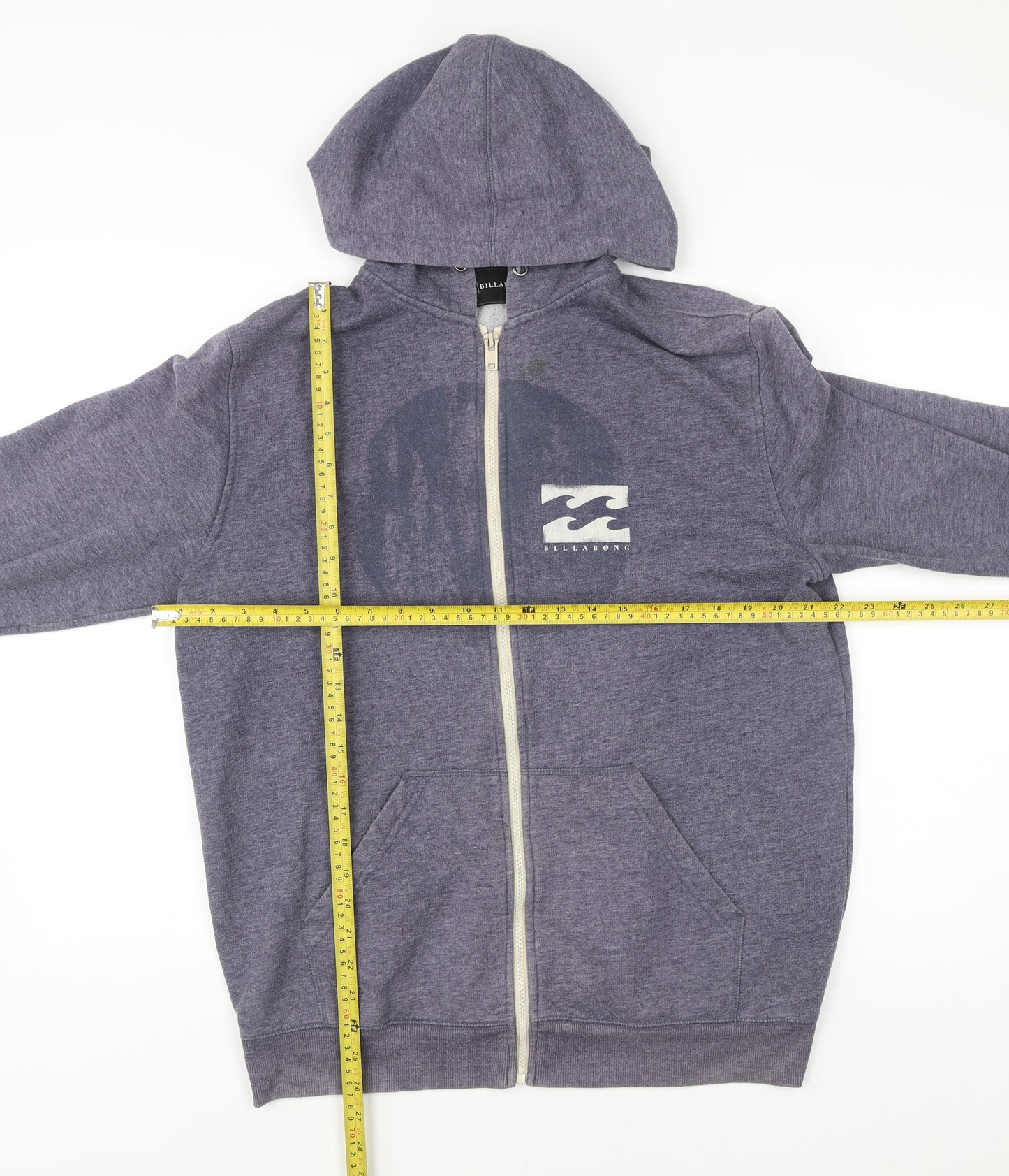 Billabong Men’s Blue Full Zip Hoodie L Logo Graphic Pocket Casual