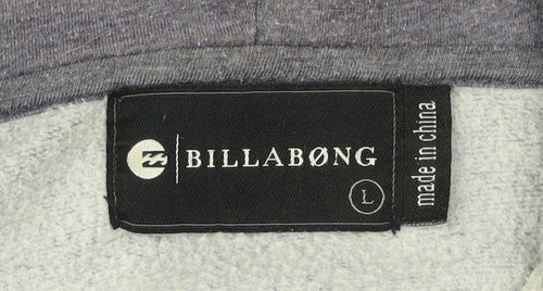 Billabong Men’s Blue Full Zip Hoodie L Logo Graphic Pocket Casual
