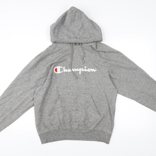 Champion Men's Grey Pullover Hoodie S Logo Graphic Sweatshirt