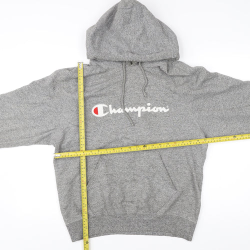 Champion Men's Grey Pullover Hoodie S Logo Graphic Sweatshirt