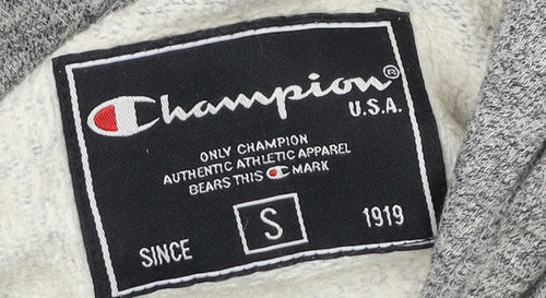 Champion Men's Grey Pullover Hoodie S Logo Graphic Sweatshirt