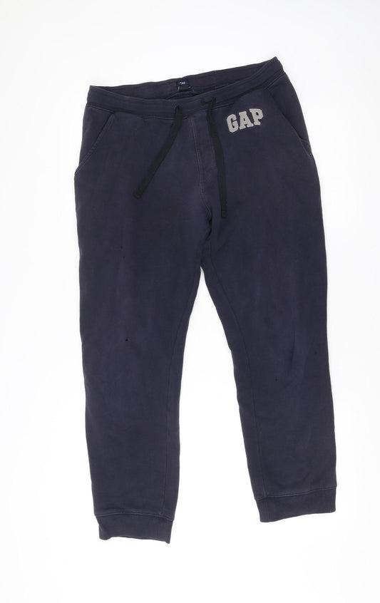 Gap Men’s Blue Jogger Sweatpants M Cotton Blend Fleece Tapered