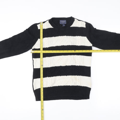 Chaps Womens Black Stripe Cotton Blend Cable-Knit Jumper Size S