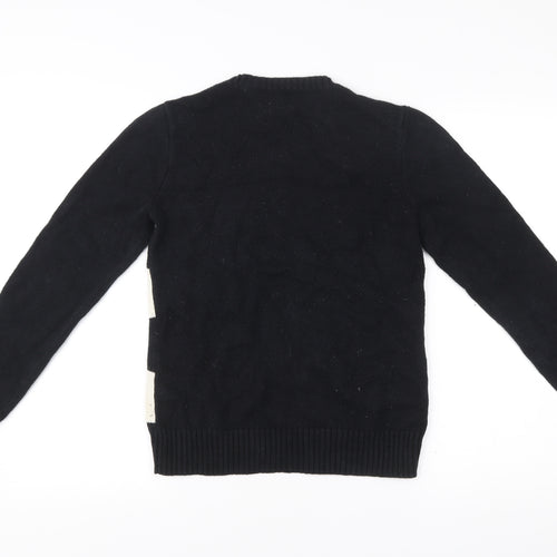 Chaps Womens Black Stripe Cotton Blend Cable-Knit Jumper Size S