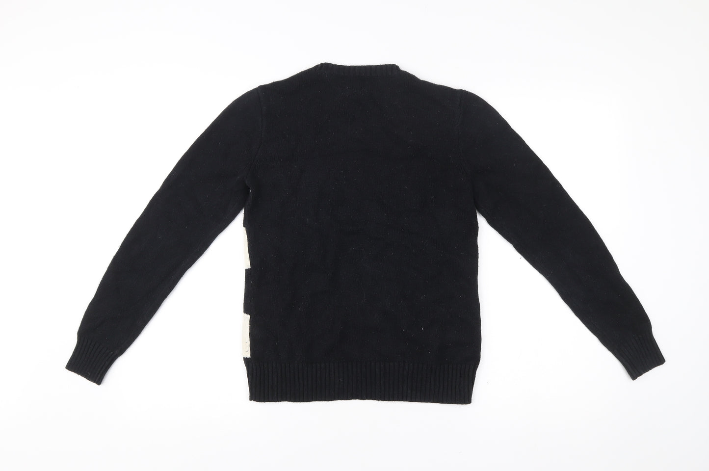 Chaps Womens Black Stripe Cotton Blend Cable-Knit Jumper Size S