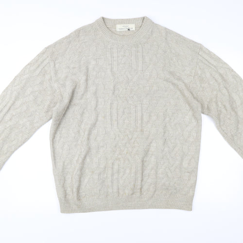 Marks and Spencer Men’s Beige Cable-Knit Acrylic Jumper L