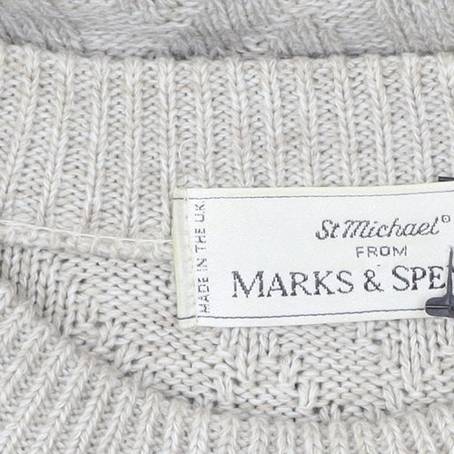 Marks and Spencer Men’s Beige Cable-Knit Acrylic Jumper L
