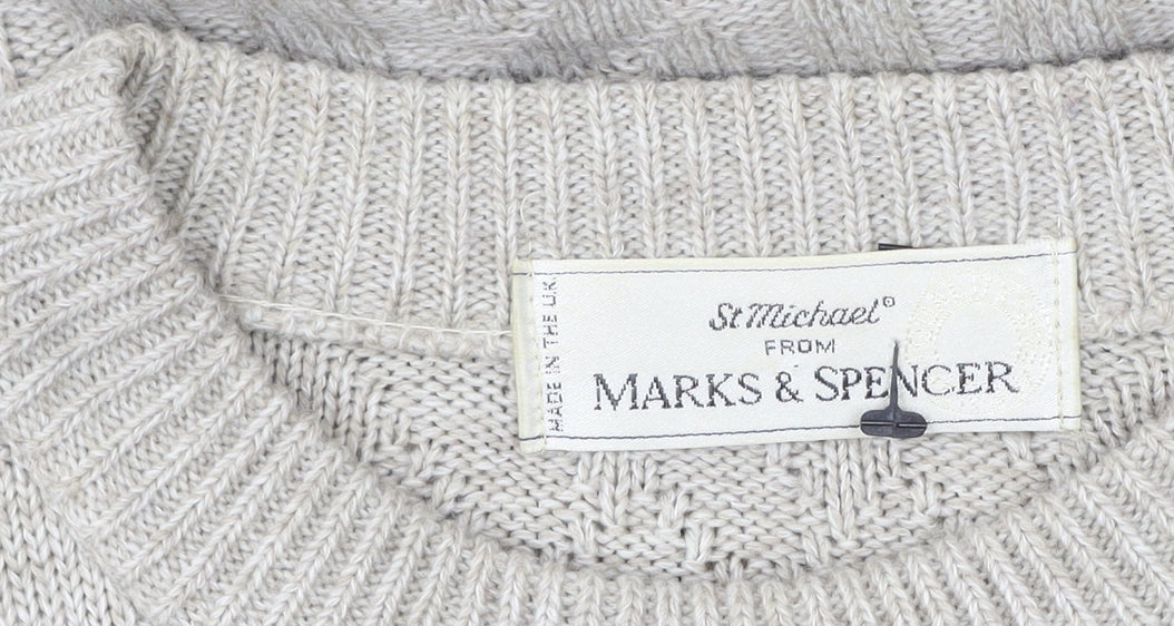 Marks and Spencer Men’s Beige Cable-Knit Acrylic Jumper L