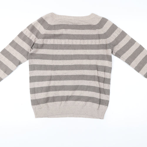 FatFace Women’s Grey Striped Pullover Jumper Size 12 Wool Blend