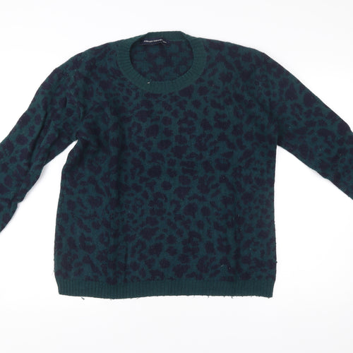 French Connection Women’s Green Leopard Print Jumper Size S Pullover Knitwear