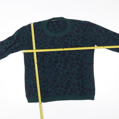 French Connection Women’s Green Leopard Print Jumper Size S Pullover Knitwear