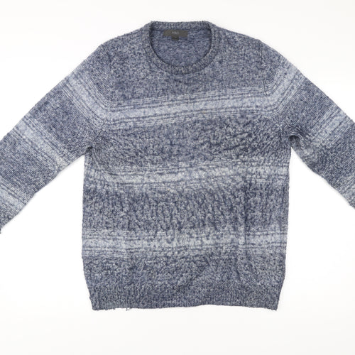 Marks and Spencer Men’s Blue Striped Pullover Jumper M Knit Crew Neck