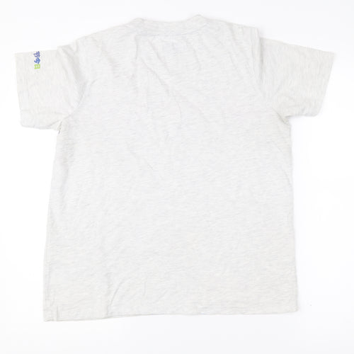 Superdry Womens Grey Striped Retro Logo T-Shirt UK 12