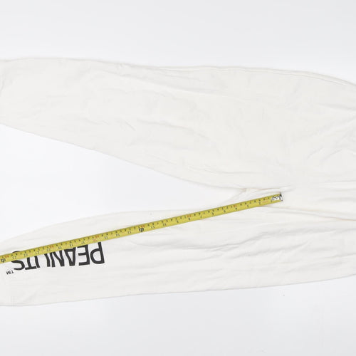 Peanuts Women’s White Jogger Trousers Size 8-10 Cotton Blend