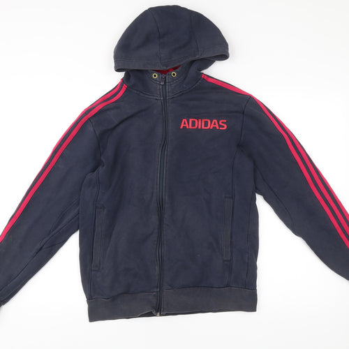 Adidas Men’s Blue Full Zip Hoodie Size M Sportswear Logo