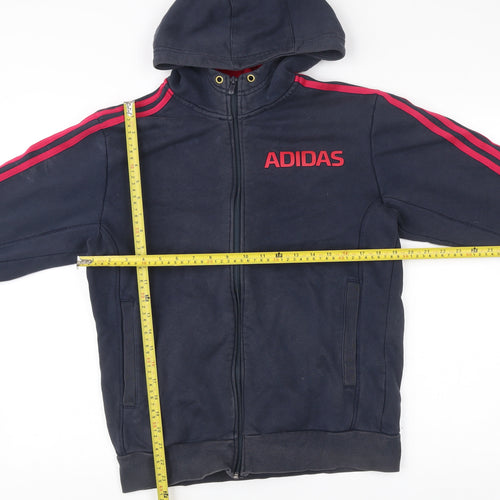 Adidas Men’s Blue Full Zip Hoodie Size M Sportswear Logo