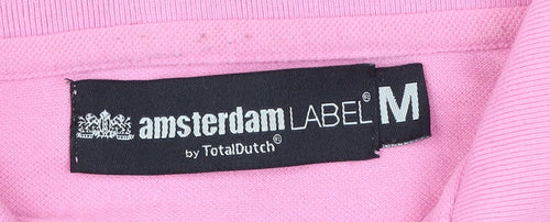 Amsterdam Label Men’s Pink Polo Shirt Size M Cotton Blend Casual