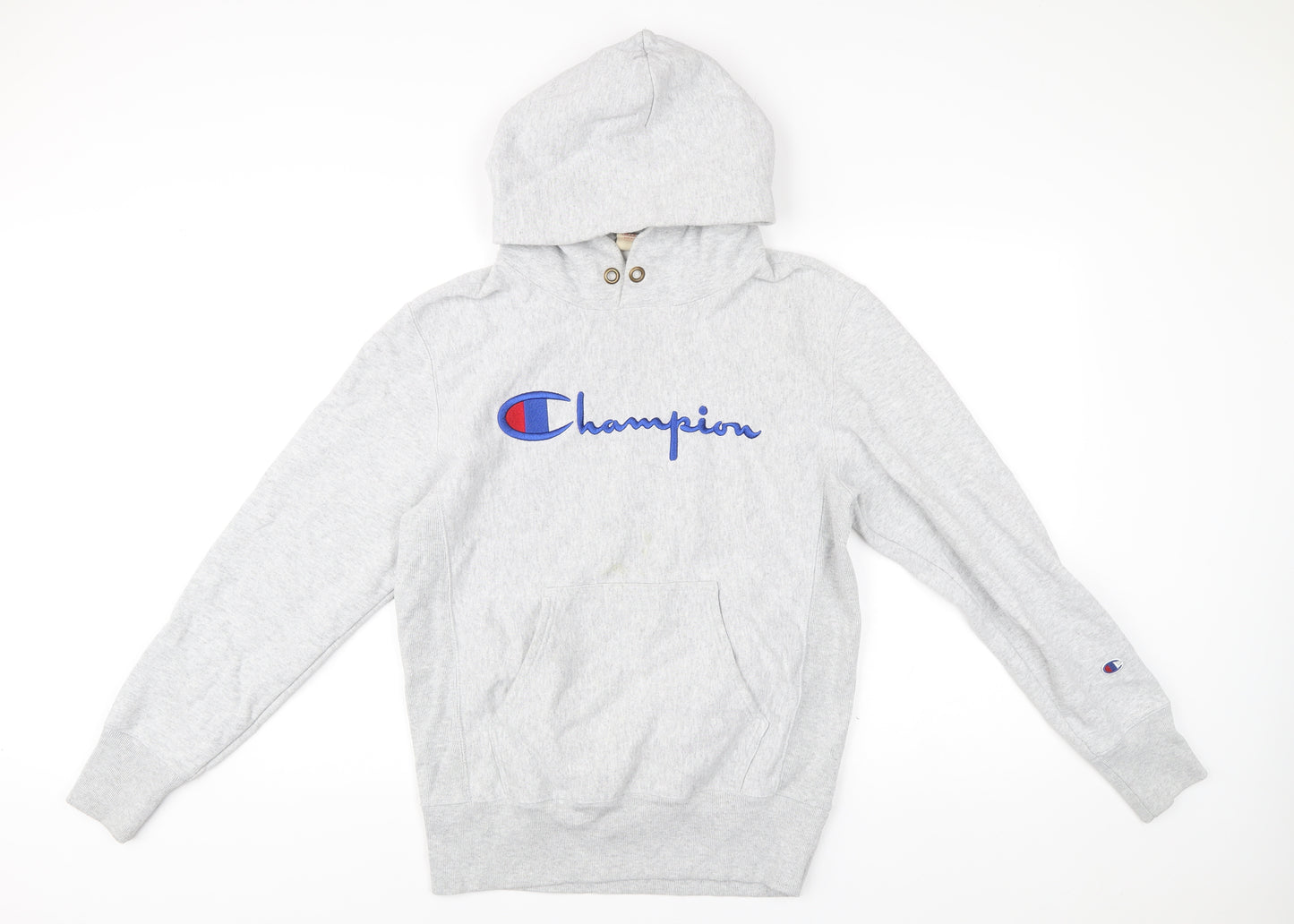 Champion Men Grey Pullover Hoodie Medium Logo Sportswear