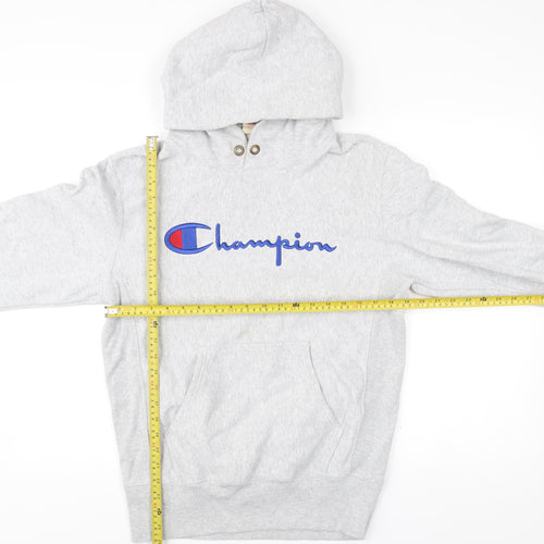 Champion Men Grey Pullover Hoodie Medium Logo Sportswear